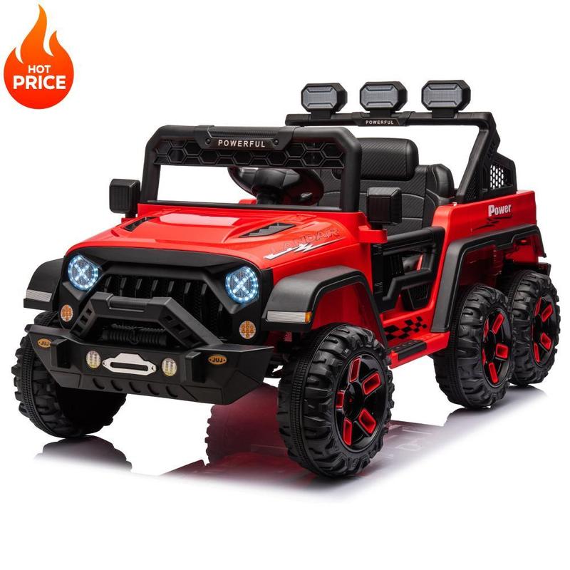 Black White Red 24V Ride On Large PickUp Truck car for Kids,ride On 4WD Toys with Remote Control,Parents Can Assist in Driving,Bluetooth music version,Pickup truck design with spacious storage in the rear,Birthday Christmas Gift, christmas  toys