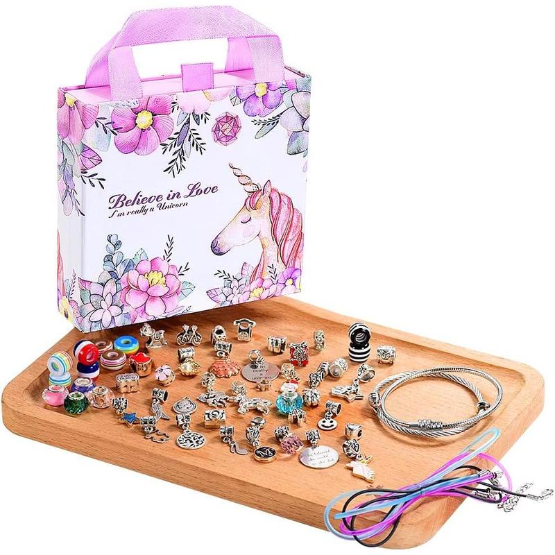 Charm Bracelet Making Kit, A Unicorn Girls Toy That Inspires Creativity and Imagination, Crafts for Ages 8-12 with Jewelry Making & Art Kit Perfect Gifts, Self-Expression!