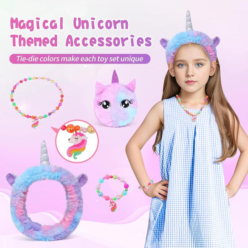 Unicorns Gifts for Girls Age 6-8, Kids Unicorn Toy Set with Light Up Star Pillow Water Bottle Plush Diary Birthday for Girls Age 4 5 6 7 8 9 10