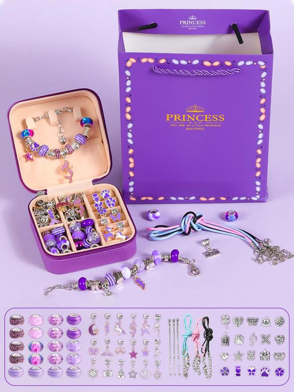 Cute Mermaid Themed Beading Kit, Including Beads, Charms, Elastic Thread, Lobster Clasps, Jump Rings, Beading Kit for Bracelet Making