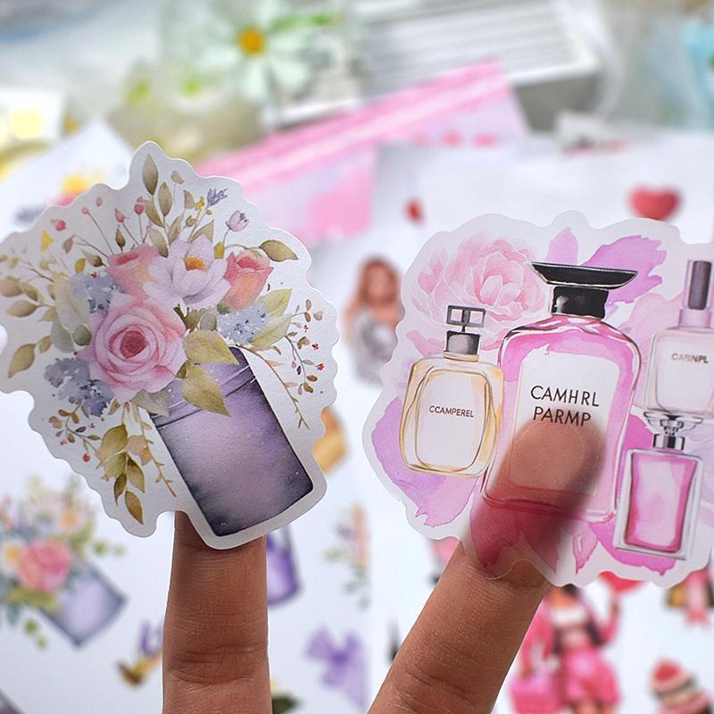 Girl & Flower Pattern Sticker (20 Sheets), DIY Decorative Sticker, Creative Material for Scrapbooking & Journal Making