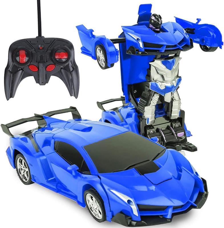 Transform Toys-Remote Control Car,Transform Car Robot Rc Car Deformation Toy for Kids Boys Girls,1:18 Scale Remote Control Transforming Car with One Button Transformation-Blue