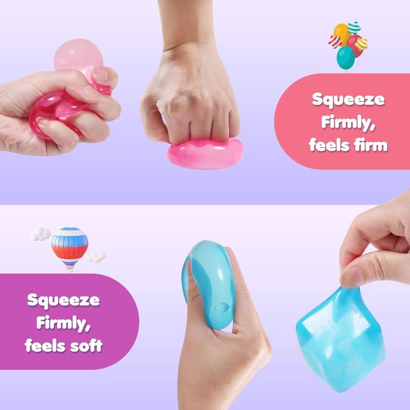 3pack Stress Cube Squishy Stress Balls for Adults Kids Sensory Ice Cube Fidget Toy for Your Best Mellow and Chill -Square Shape with Filling in Pink Purple Blue Green- Age 3 to Adult (3pcs)