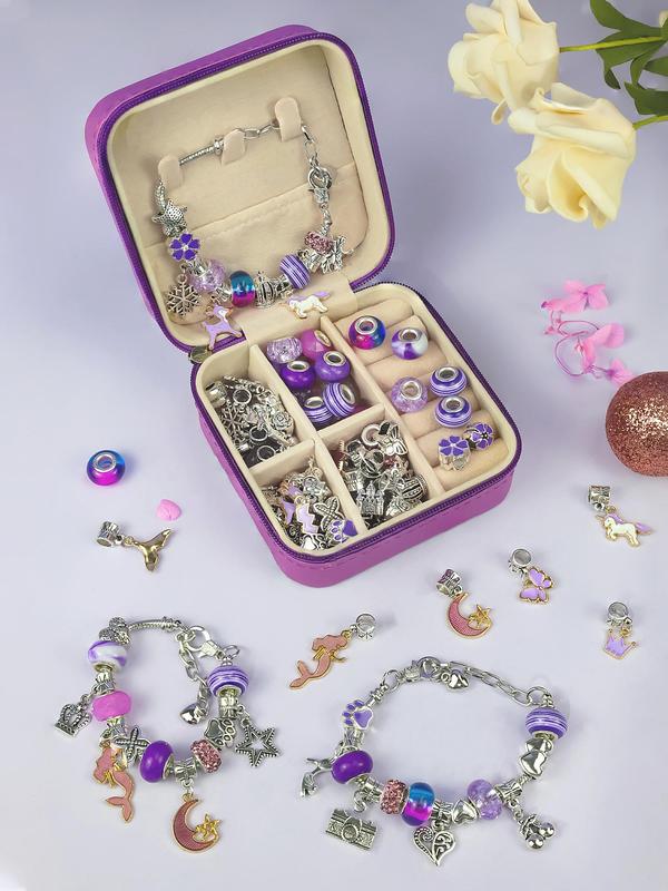 Cute Mermaid Themed Beading Kit, Including Beads, Charms, Elastic Thread, Lobster Clasps, Jump Rings, Beading Kit for Bracelet Making