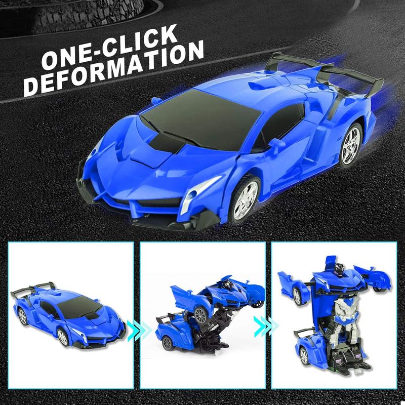 Transform Toys-Remote Control Car,Transform Car Robot Rc Car Deformation Toy for Kids Boys Girls,1:18 Scale Remote Control Transforming Car with One Button Transformation-Blue