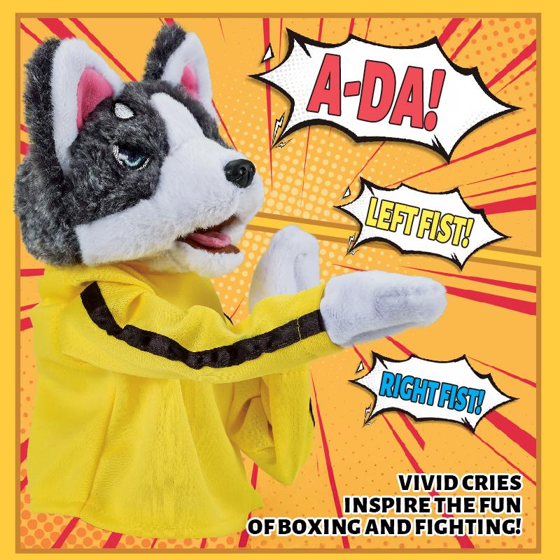 Fighting Boxing Dog Hand Puppet Toy for Kids, Boxing Husky Dog Hand Puppet, Game Plush Toy, Electric Tricky Interactive Plush Toy