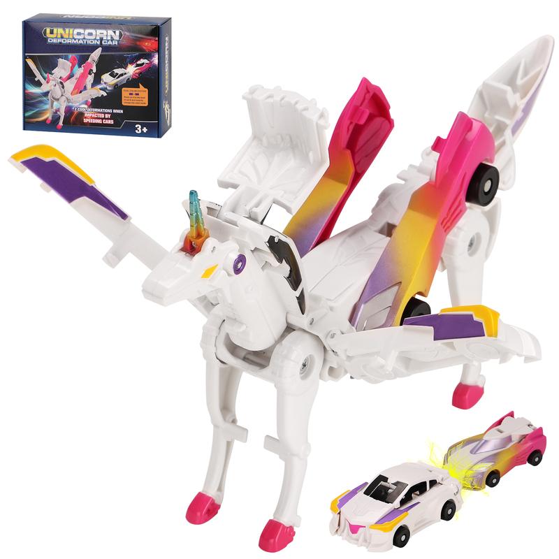 Transform car toys into magical flying horses and unicorns!2Pcs Transforming Car-Robot for Kids, Automatic Deformation of Magnetic Connections.