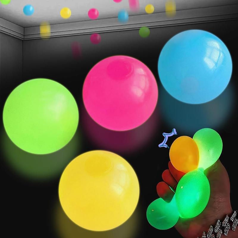 4Pack Lumiballs Glow in The Dark Sticky Balls That Stick to The Ceiling,Stress Balls for Kids and Adults, Dream Balls That Come Back to You