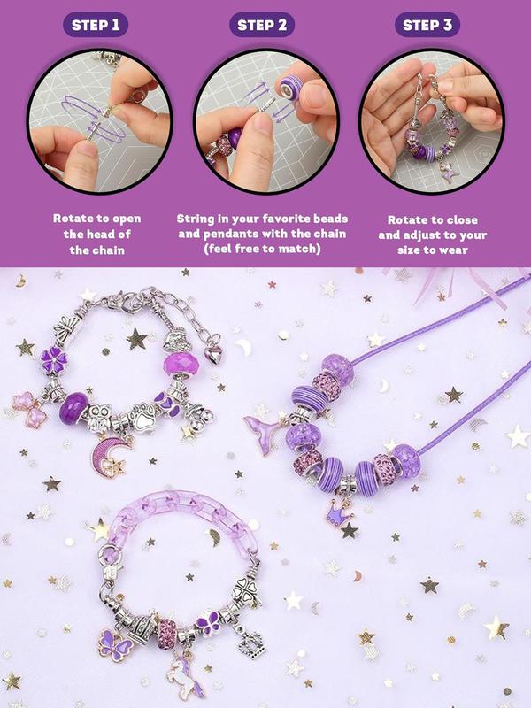 Cute Mermaid Themed Beading Kit, Including Beads, Charms, Elastic Thread, Lobster Clasps, Jump Rings, Beading Kit for Bracelet Making