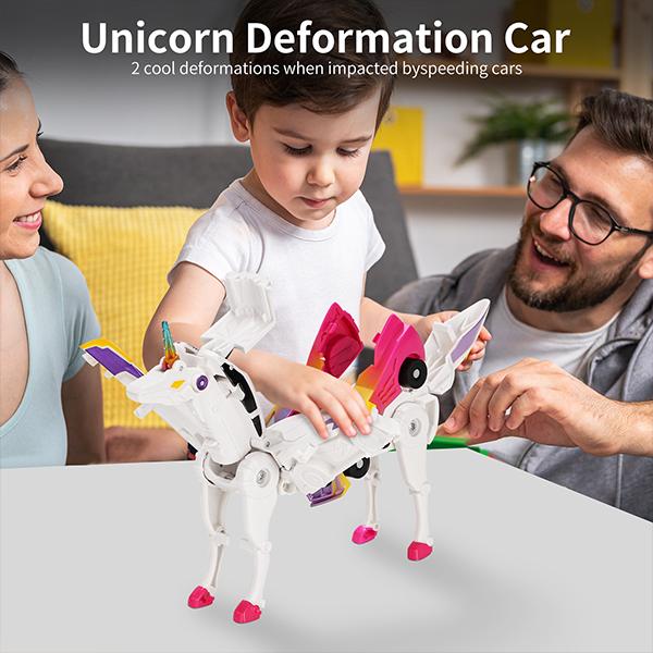 Transform car toys into magical flying horses and unicorns!2Pcs Transforming Car-Robot for Kids, Automatic Deformation of Magnetic Connections.