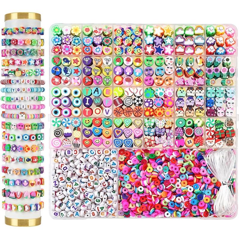 2300pcs Polymer Clay Beads Bracelet Making Kit Friendship Bracelet Kit Cute Fun Charms Beads for Bracelet Making DIY Arts Crafts Birthday Gifts Toys