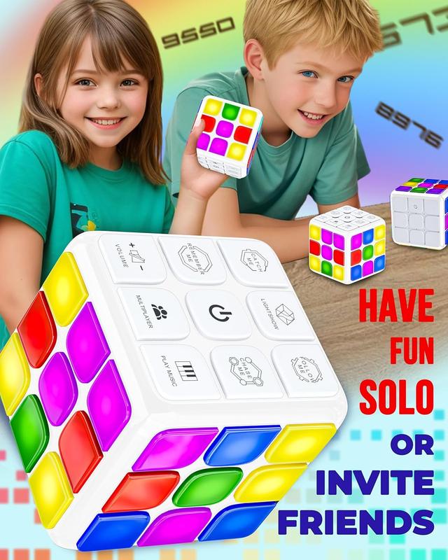 Puzzle Cube Game (White) - Flashing Cube Handheld Electronic Games Stem Toy - Fun Memory Games & Brain Games for Adults and Kids