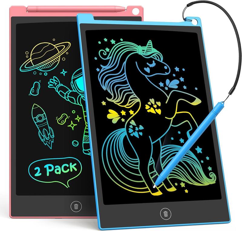 2 Pack 10 Inch LCD Writing Tablet Colorful Doodle Board Drawing Tablet for Kids, Kids Travel Learning Toys Christmas Birthday Gifts for 4 5 6 Year Old Boys and Girls