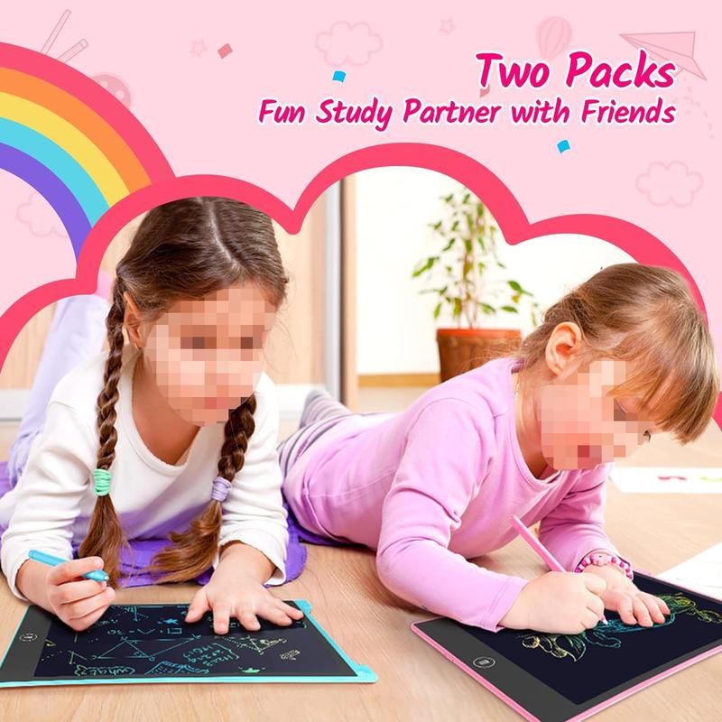 2 Pack 10 Inch LCD Writing Tablet Colorful Doodle Board Drawing Tablet for Kids, Kids Travel Learning Toys Christmas Birthday Gifts for 4 5 6 Year Old Boys and Girls