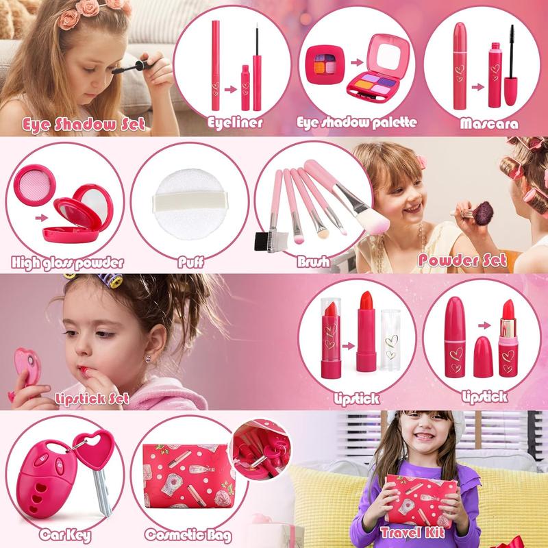 Christmas gifts for kids Toddler Girl Toys, Basic Pretend Makeup Kit for Girls, Kids Play Makeup Set for Kids 3-5 4-6, Toddler Makeup Kit with Fake Makeup Set