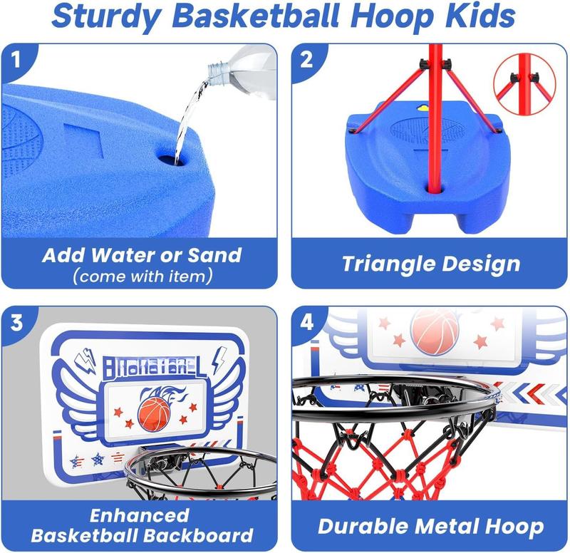 Basketball Hoop, Adjustable  Basketball Hoop  for  Indoor Outdoor Mini Portable Basketball Goals,   Gifts for   6 7 8 9 Boys Girls