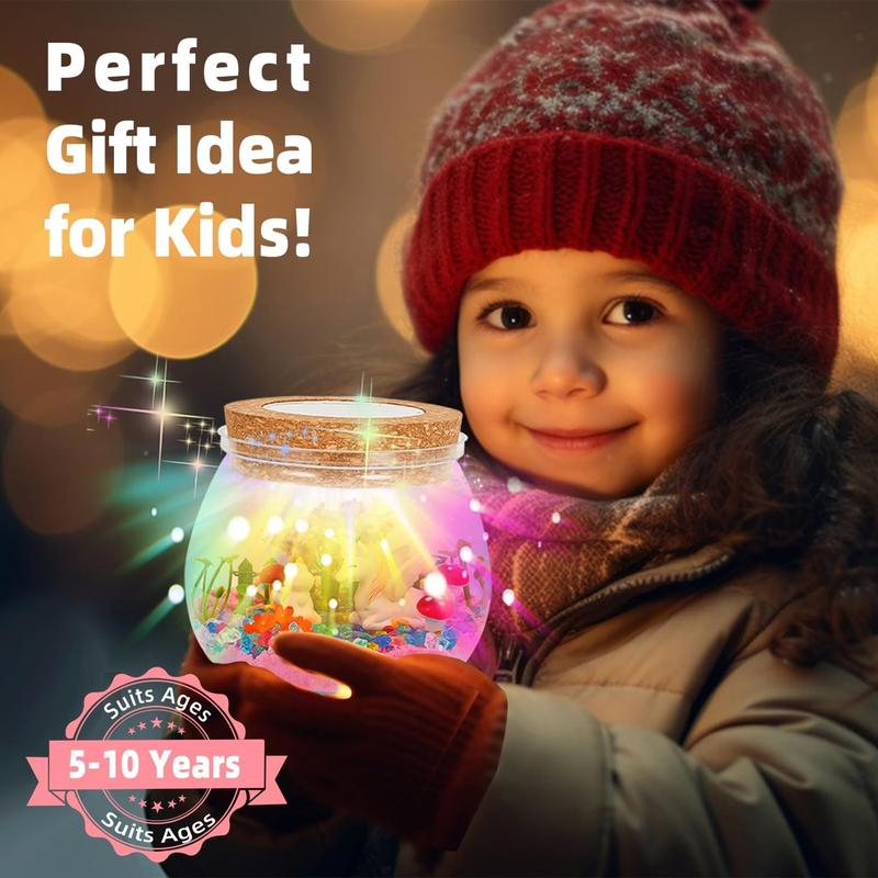 Unicorn Toys Kids Terrarium Kit with LED Night Light & Remote DIY Arts and Crafts Science Kits Dinosaur Toys for Girls Boys 4 5 6 7 8 9 10 11 12 13 Year Old Birthday Christmas Gifts