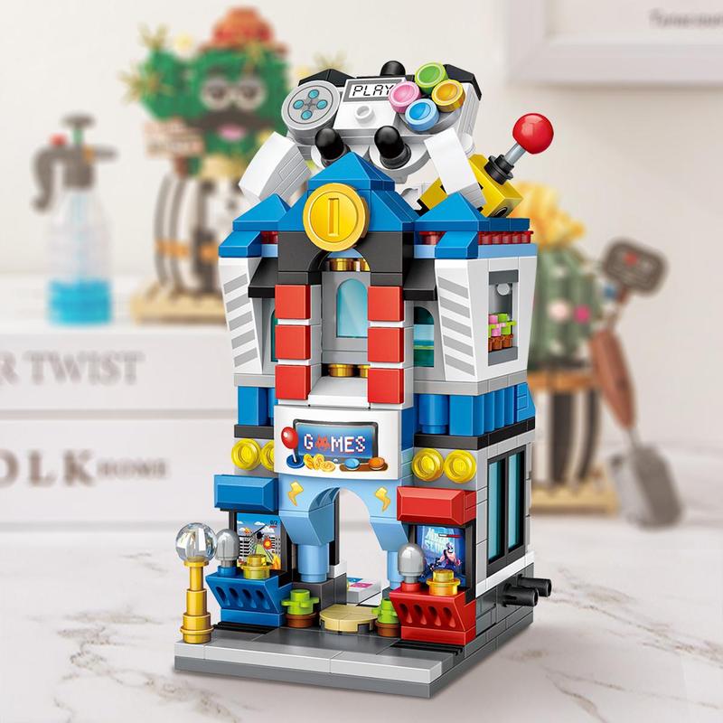 Game Shop Building Blocks (1 Set), Mini Game Shop Model, Street View Shop Model, Building Blocks Gift