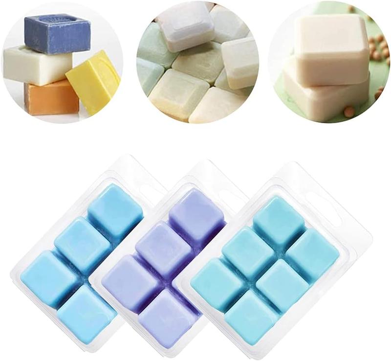 50 Packs Wax Melt Clamshells Molds,Wax Melt Containers,6 Cavity Clear Plastic Cube Tray for Wickless Wax Melt Candles