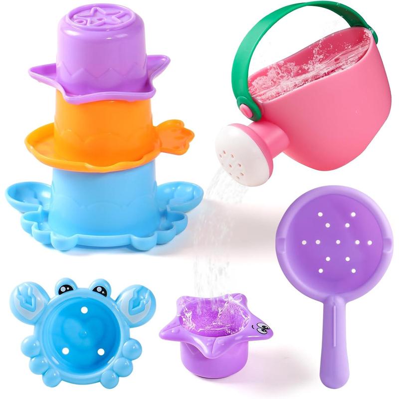 Baby Bath Toys for Kids Ages 1-3 5 PCS Mold Free Toddler Bath Toys for 2-4 Bathtub Water Toys Christmas Baby Gifts (Color Random)