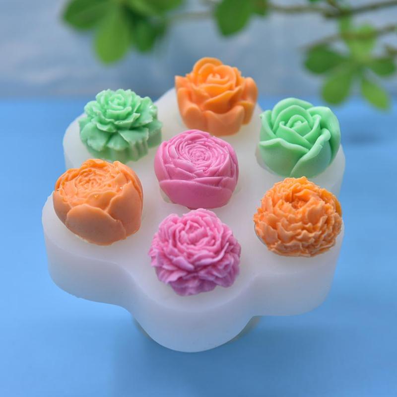 Flower Shaped Silicone Mold, 1 Count 7 Hole Flower Shaped Soap Mold, DIY Candle Mold, Soap Making Mold, Candle Making Tool