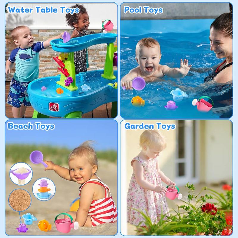 Baby Bath Toys for Kids Ages 1-3 5 PCS Mold Free Toddler Bath Toys for 2-4 Bathtub Water Toys Christmas Baby Gifts (Color Random)