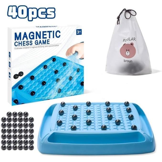 2024 New Magnetic Chess Game,Magnetic Chess Fun Family Games for Kids and Adults,Magnet Chess Game with 40Pcs Magnetic Stones,Table Top Magnetic Board Game,2-4 Players