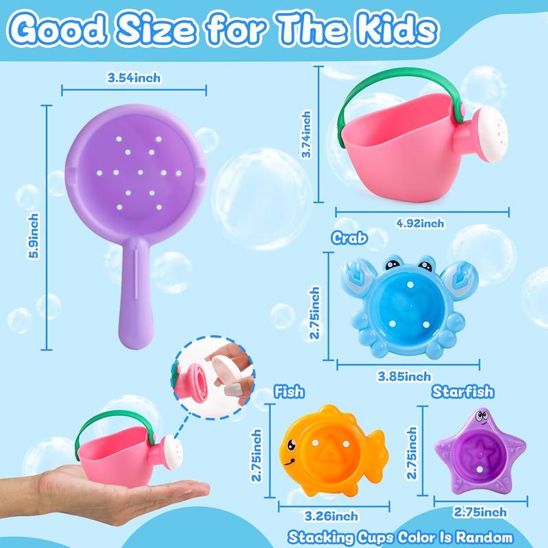 Baby Bath Toys for Kids Ages 1-3 5 PCS Mold Free Toddler Bath Toys for 2-4 Bathtub Water Toys Christmas Baby Gifts (Color Random)