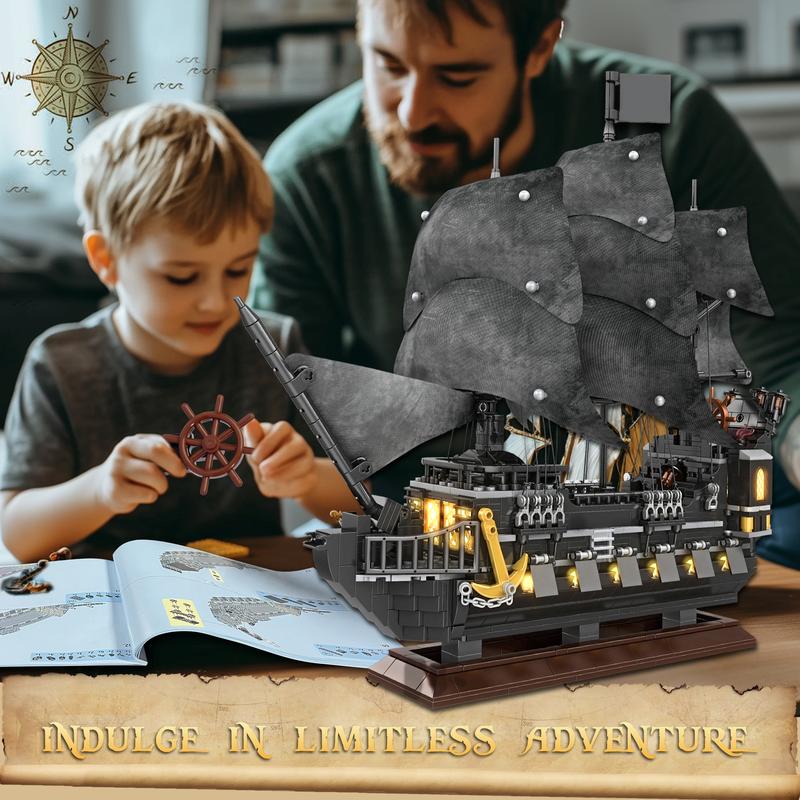 TOKMOC 66052,Pearl Pirate Ship Building Block Set with stand,Upgraded Creative Sailboat Toy Model Building Kits,Black Pirate Boat Toy Christmas Birthday Gifts Suitable for Movie Fans Collection,For aged 12 and above,Stress relief toy,1366 Pieces