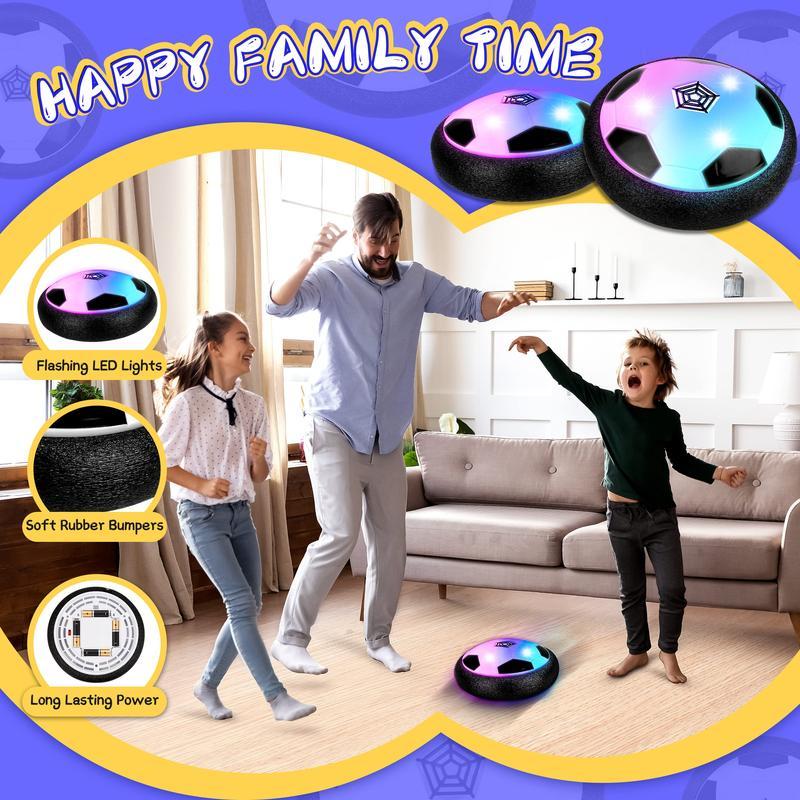 Two Pieces Indoor Hover Soccer Ball Game - LED Light Up Floating Ball for Kids, Perfect Birthday Present