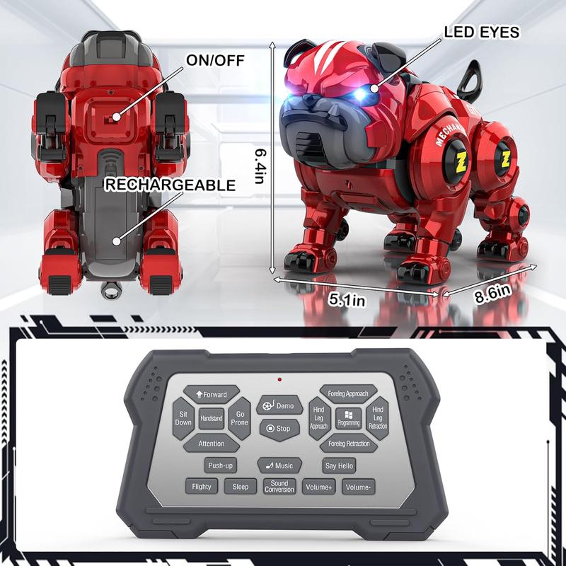 Robot Dog for Kids, Remote Control Robot Rechargeable Programing Stunt Robo Dog with Sing, Dance, Touch Function, Robotic Dog Toy for Boys Ages 5 6 7 8 9 10+ Birthday Gifts, Red