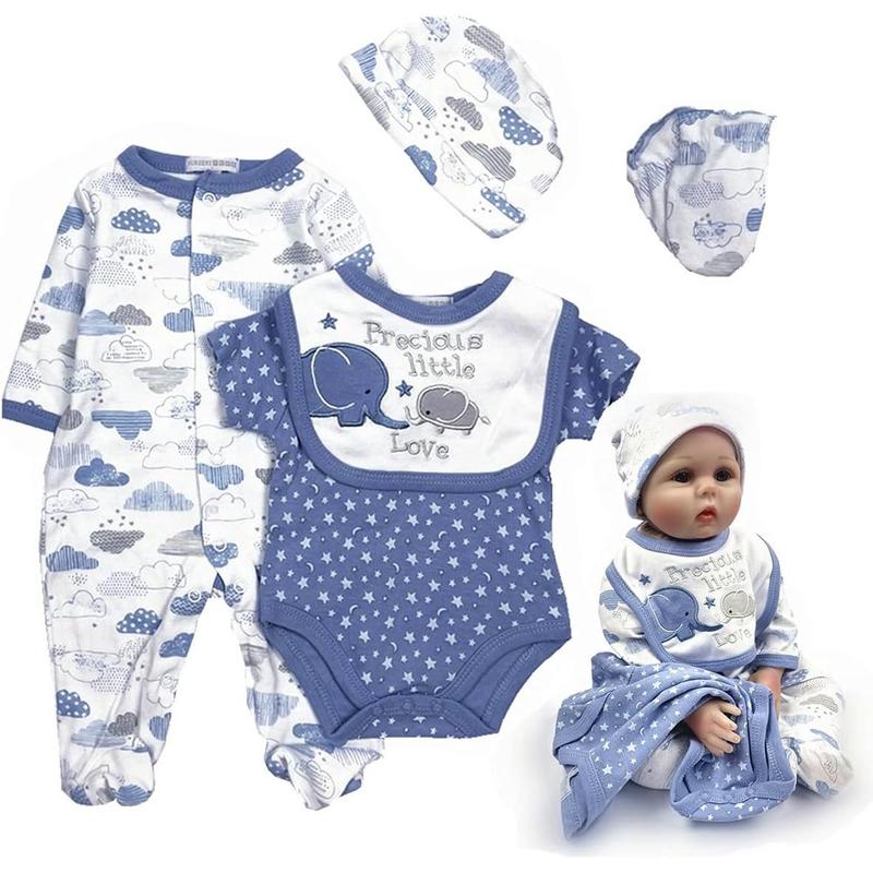 Reborn Baby Doll Clothes Little Elephant 5pcs Outfit Set for 20-23 inches Reborn Baby Boy Doll Clothes Accessories