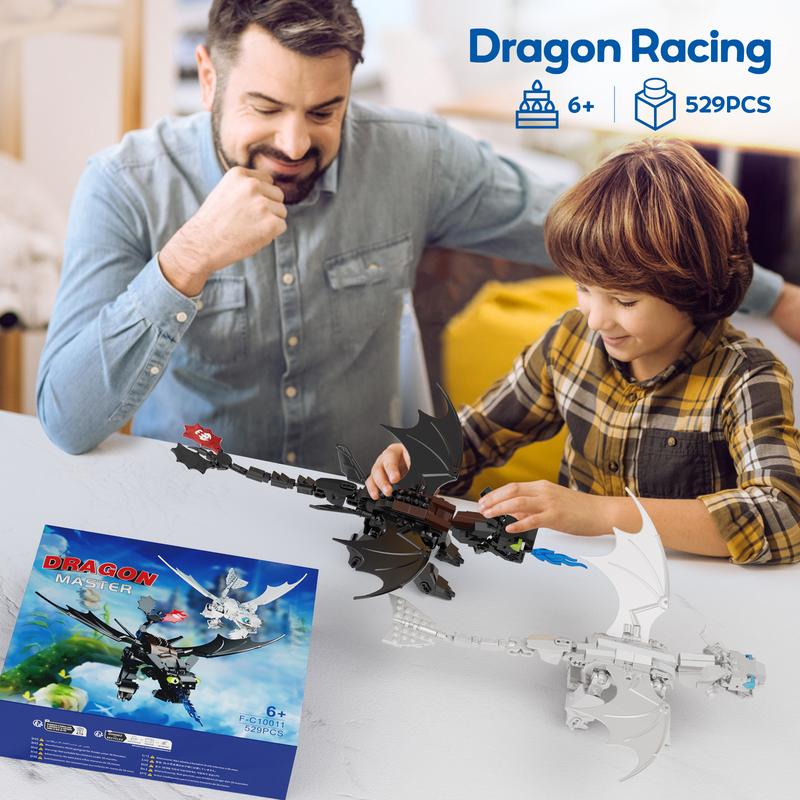 Black & White Dragon Building Blocks Set, Meet Your Flying Dream, Perfect Halloween & Christmas Toys and Gifts for Fans and Kids (529 pcs)