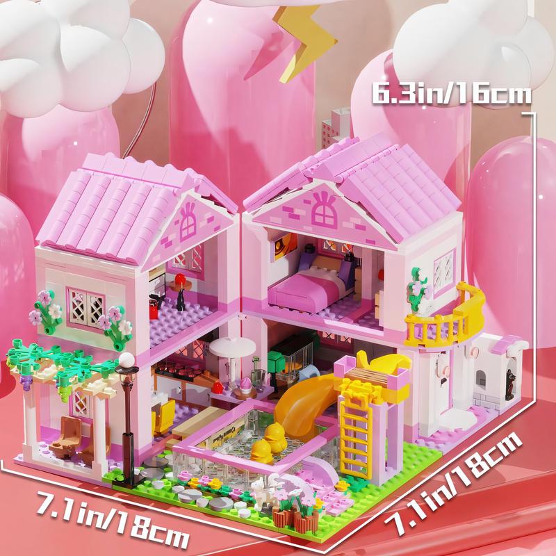 Friends House Building Sets, Villa House Building Blocks Toy，at Home Alone Building Toys for Girls, 1523 Pieces Mini Bricks construction pvc free