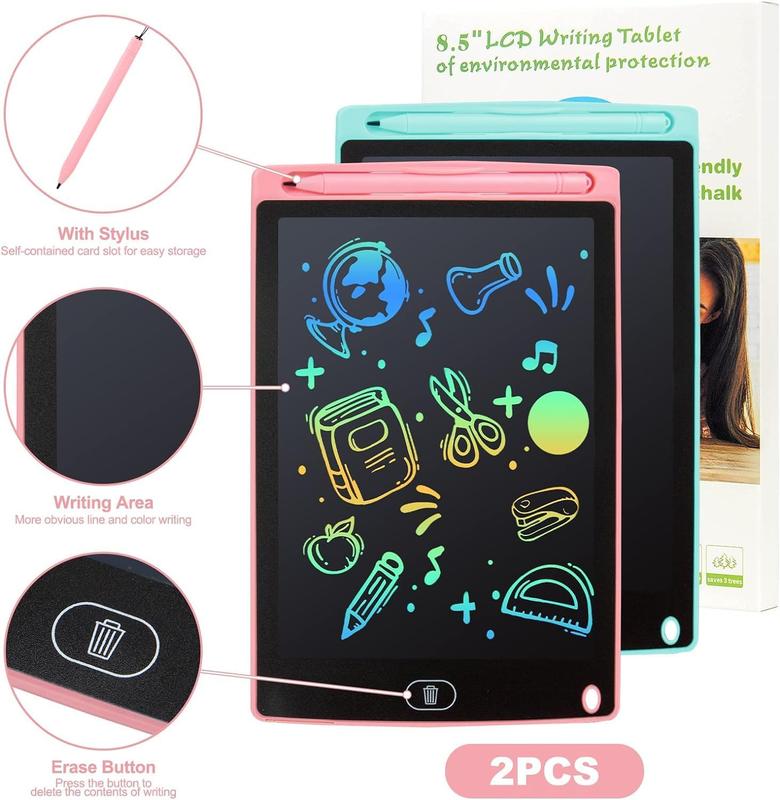 LCD Writing Tablet,2 Pack 10 Inch Doodle Board Toys for Toddlers Kids,Toys for Girls Boys,Educational Learning Toys Birthday Gifts (Pink + Blue)