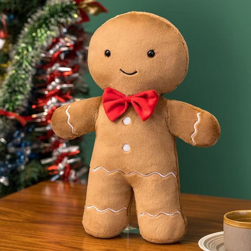 Plush Gingerbread Man Pillow Stuffed Gingerbread Christmas Pillows for Home Decor Sofa Bed Cute Christmas Party Gingerbread Decor Pillow, Man,14.7