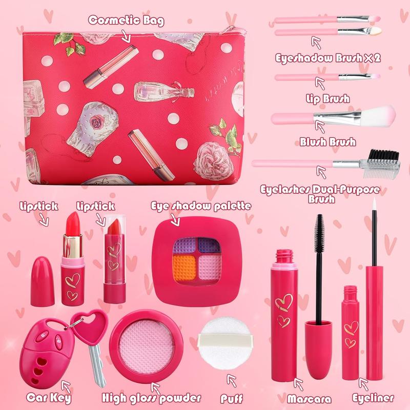 Christmas gifts for kids Toddler Girl Toys, Basic Pretend Makeup Kit for Girls, Kids Play Makeup Set for Kids 3-5 4-6, Toddler Makeup Kit with Fake Makeup Set