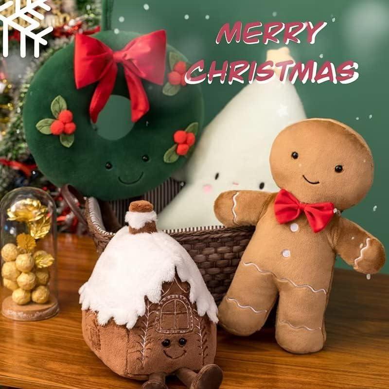 Plush Gingerbread Man Pillow Stuffed Gingerbread Christmas Pillows for Home Decor Sofa Bed Cute Christmas Party Gingerbread Decor Pillow, Man,14.7