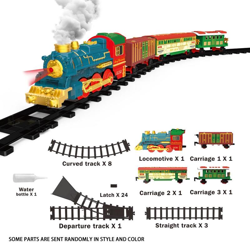 Electric Train Track Set, 1 Set Classic Steam Train with Sound & Light, Track Train Toy for Boys & Girls, Birthday Gift for Kids