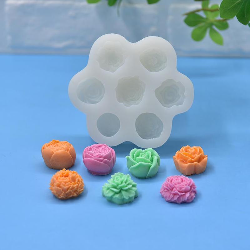 Flower Shaped Silicone Mold, 1 Count 7 Hole Flower Shaped Soap Mold, DIY Candle Mold, Soap Making Mold, Candle Making Tool