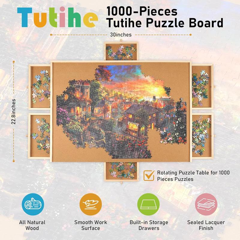 1000-Piece Rotating Puzzle Board with Drawers, Ideal Birthday Gift for Boys and Girls，23