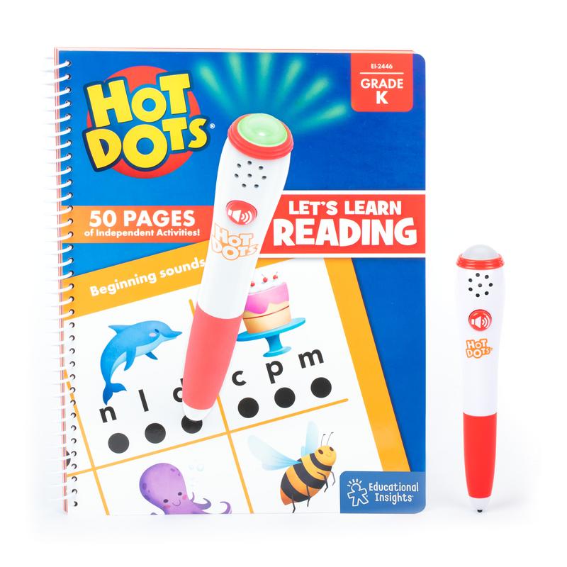 Educational Insights Hot Dots Let's Learn Kindergarten Reading - Learn Spelling & Reading Workbook with Interactive Pen, Ages 5+