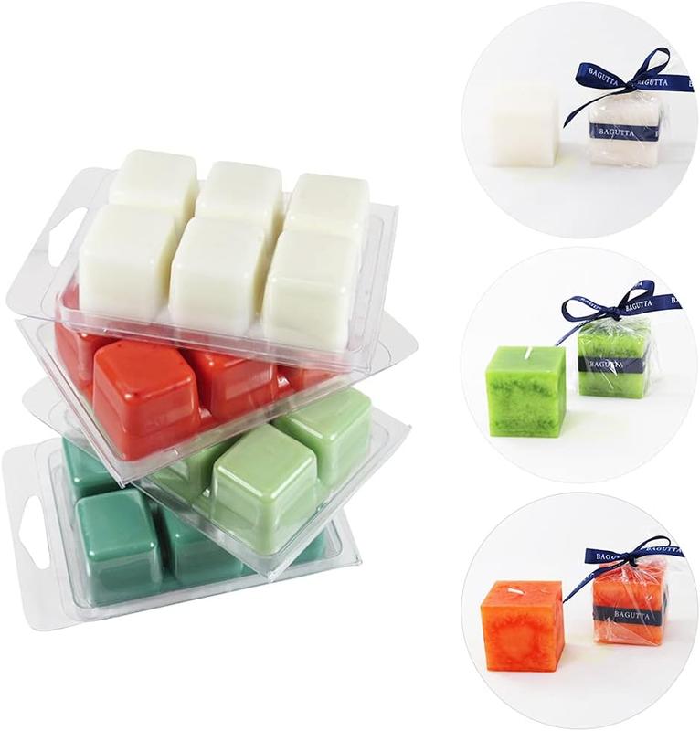 50 Packs Wax Melt Clamshells Molds,Wax Melt Containers,6 Cavity Clear Plastic Cube Tray for Wickless Wax Melt Candles