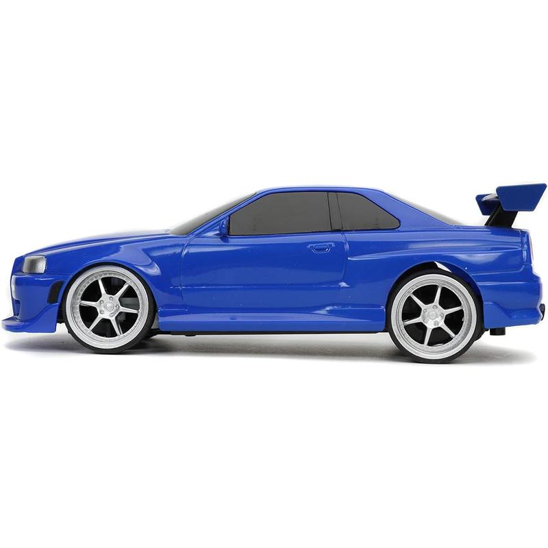 Fast & Furious 1:24 2002 Nissan GT-R R34 Blue Remote Control Car RC with 2.4GHz,  for Kids and Adults (31369)