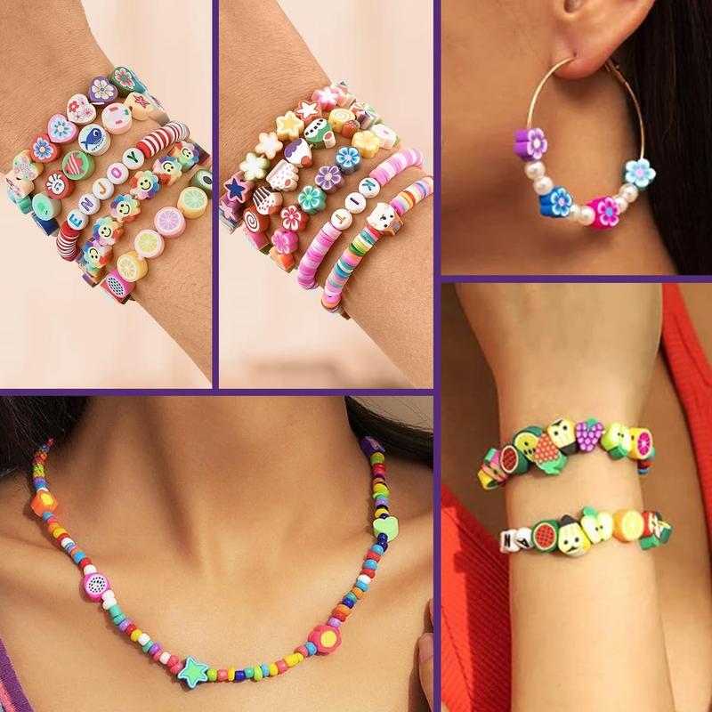 2300pcs Polymer Clay Beads Bracelet Making Kit Friendship Bracelet Kit Cute Fun Charms Beads for Bracelet Making DIY Arts Crafts Birthday Gifts Toys