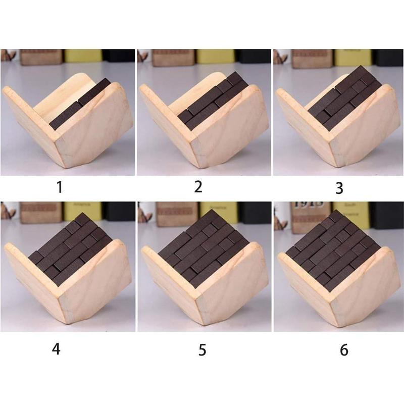 Wooden Brain Teaser Puzzle Cube Wooden Puzzles T-Shaped Jigsaw Logic Puzzle Educational Toy for Kids and Adults by AHYUAN (Coffee)