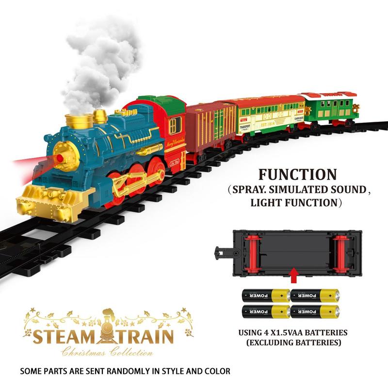 Electric Train Track Set, 1 Set Classic Steam Train with Sound & Light, Track Train Toy for Boys & Girls, Birthday Gift for Kids