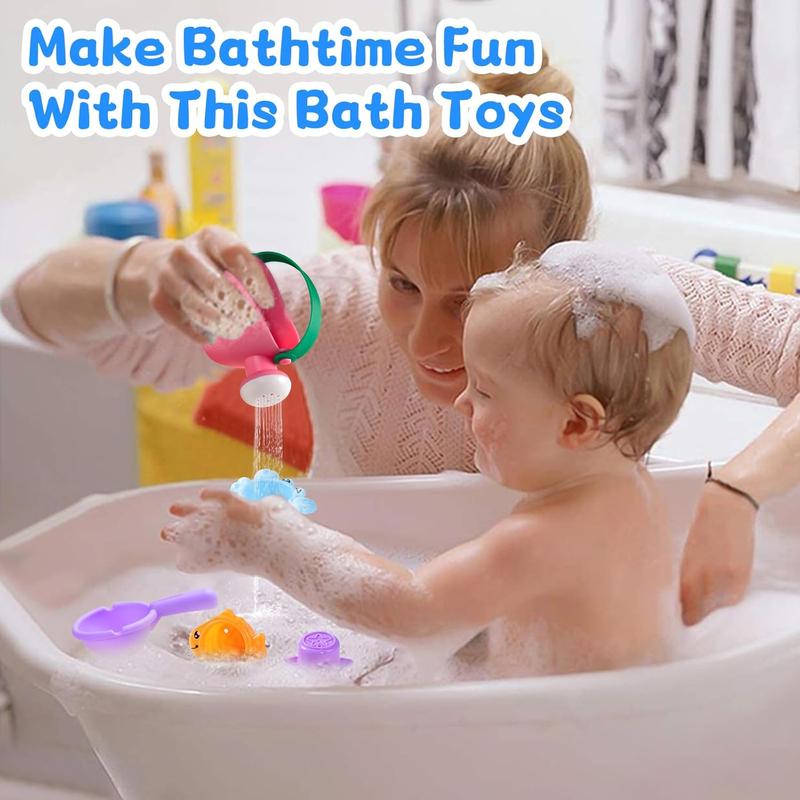 Baby Bath Toys for Kids Ages 1-3 5 PCS Mold Free Toddler Bath Toys for 2-4 Bathtub Water Toys Christmas Baby Gifts (Color Random)