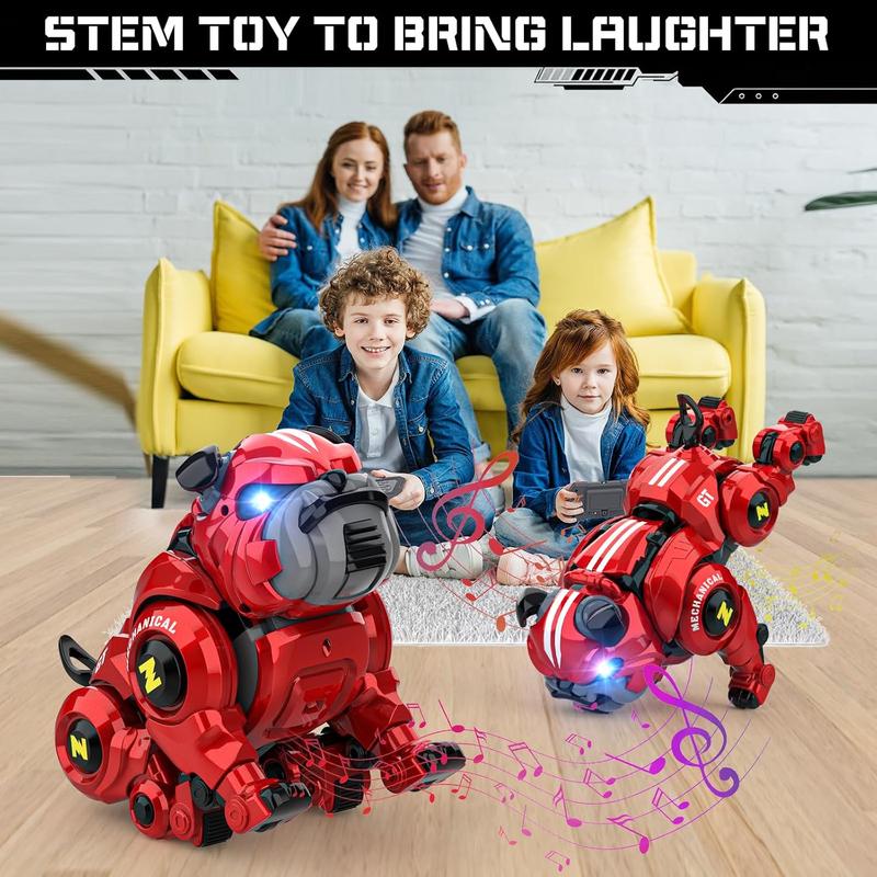 Robot Dog for Kids, Remote Control Robot Rechargeable Programing Stunt Robo Dog with Sing, Dance, Touch Function, Robotic Dog Toy for Boys Ages 5 6 7 8 9 10+ Birthday Gifts, Red