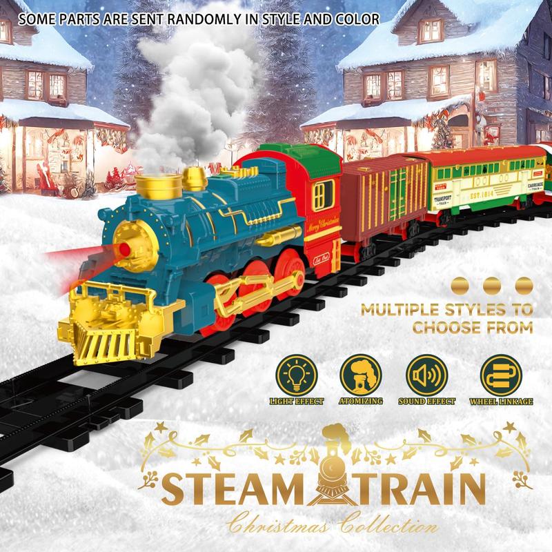 Electric Train Track Set, 1 Set Classic Steam Train with Sound & Light, Track Train Toy for Boys & Girls, Birthday Gift for Kids